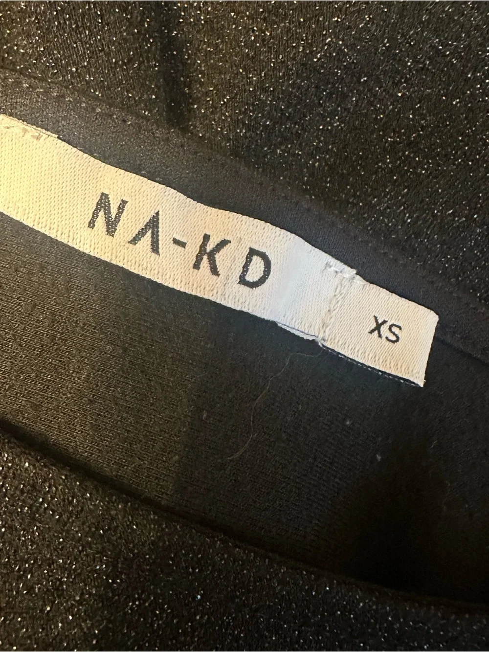 NA-KD Black Glitter Knit Flutter Sleeve Top XS Sparkle Party Blouse - Picture 6 of 7